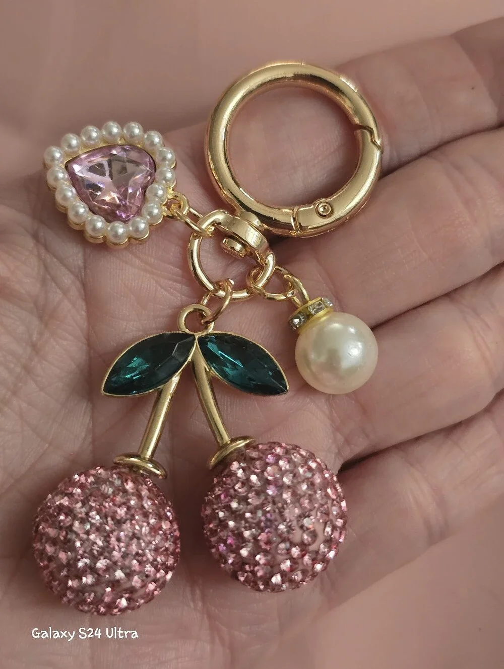 Cherry Heart Bag Charm/ Keychain NEW